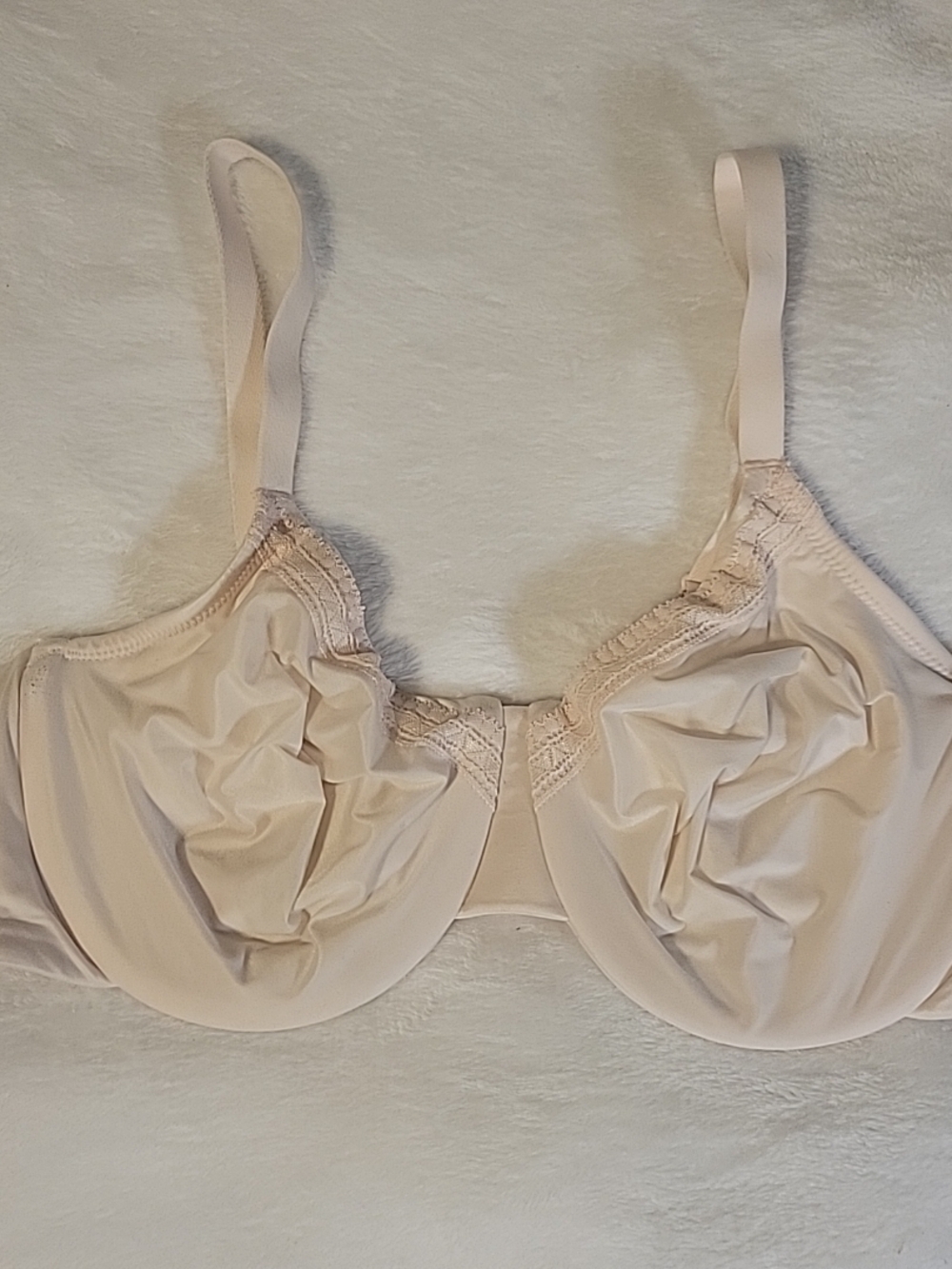 Wacoal Perfect Primer Unlined Lace-Trim Bra 855213 Size 38DD Beige Full Figure